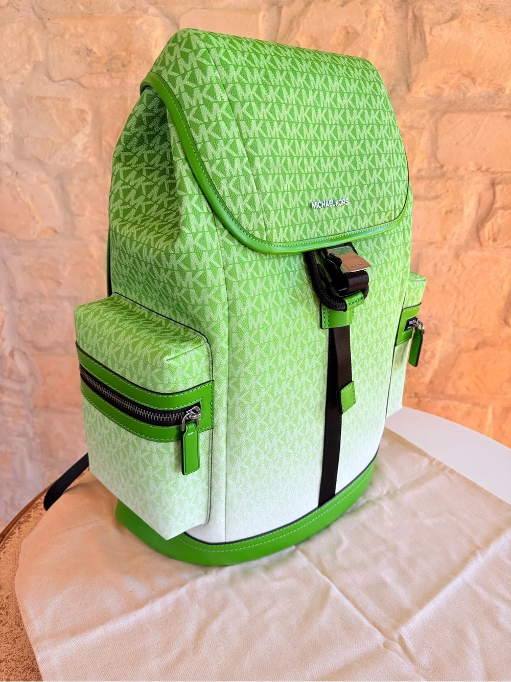 Michael Kors Neon Green Ombre Signature Backpack